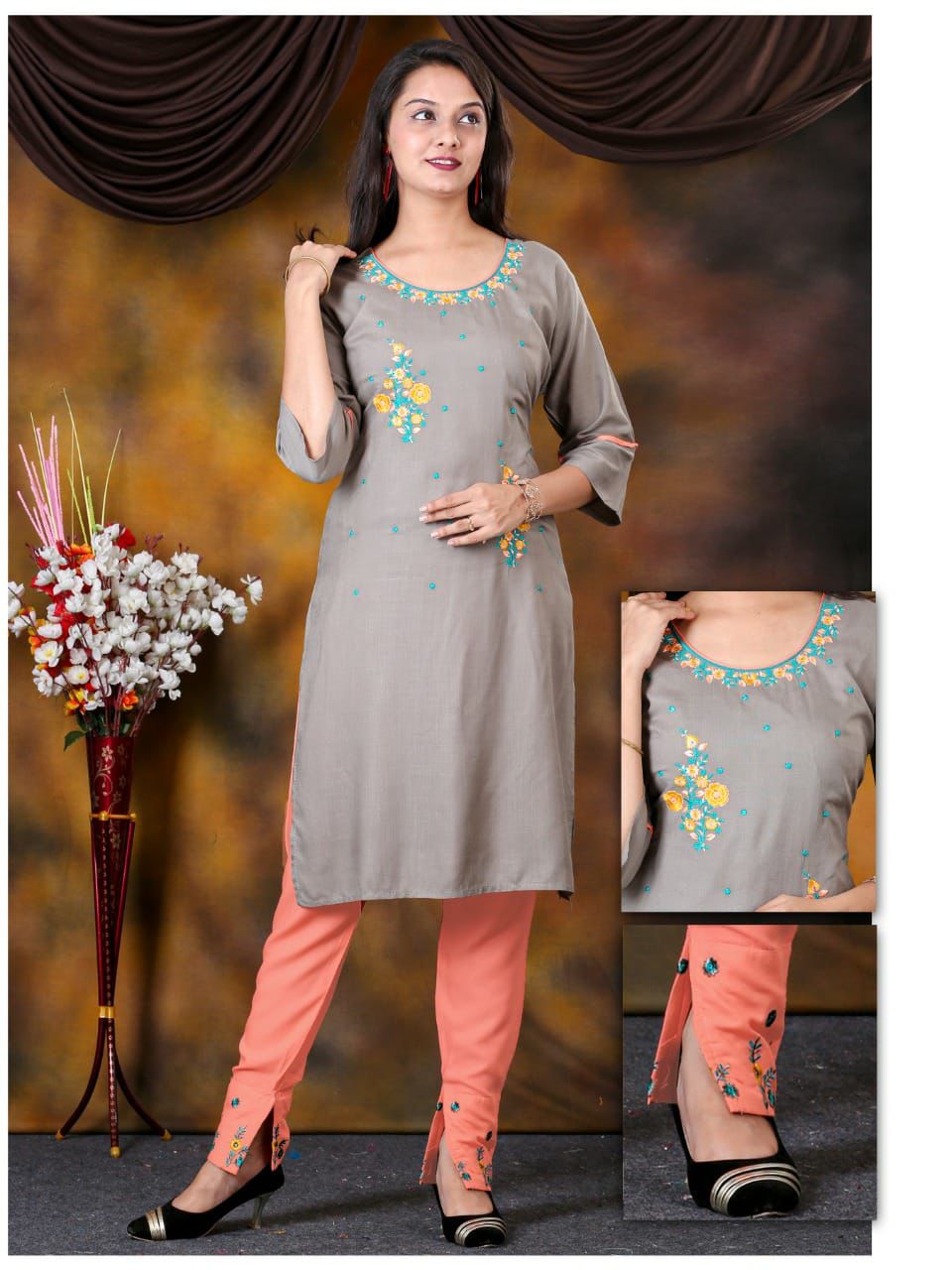 Beauty Queen Checkmate Ethnic Wear Designer Rayon Kurti With Bottom Collection